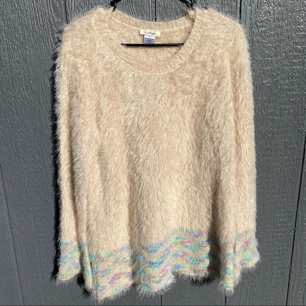 a Shappe Furry Soft Wool Rainbow Sweater XL NWT